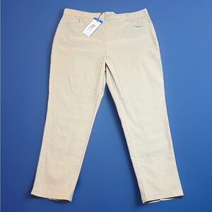 NWT Mario Serrani Women’s Tan Chinos Ankle Pants sz L Pull On
